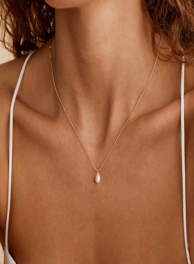 KICKGY Pearl Necklaces for Women,14k Gold Plated Single Pearl Pendant Necklace Dainty Bridal Pearls Necklace Small Cute Pearls Choker Box Necklaces Trendy Gold Prom Jewelry for Women Wedding Gifts - Image 2